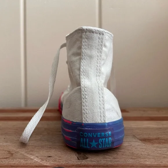 Converse All Star high top kids shoes with pink to blue gradient souls, size 3 - Picture 4 of 6